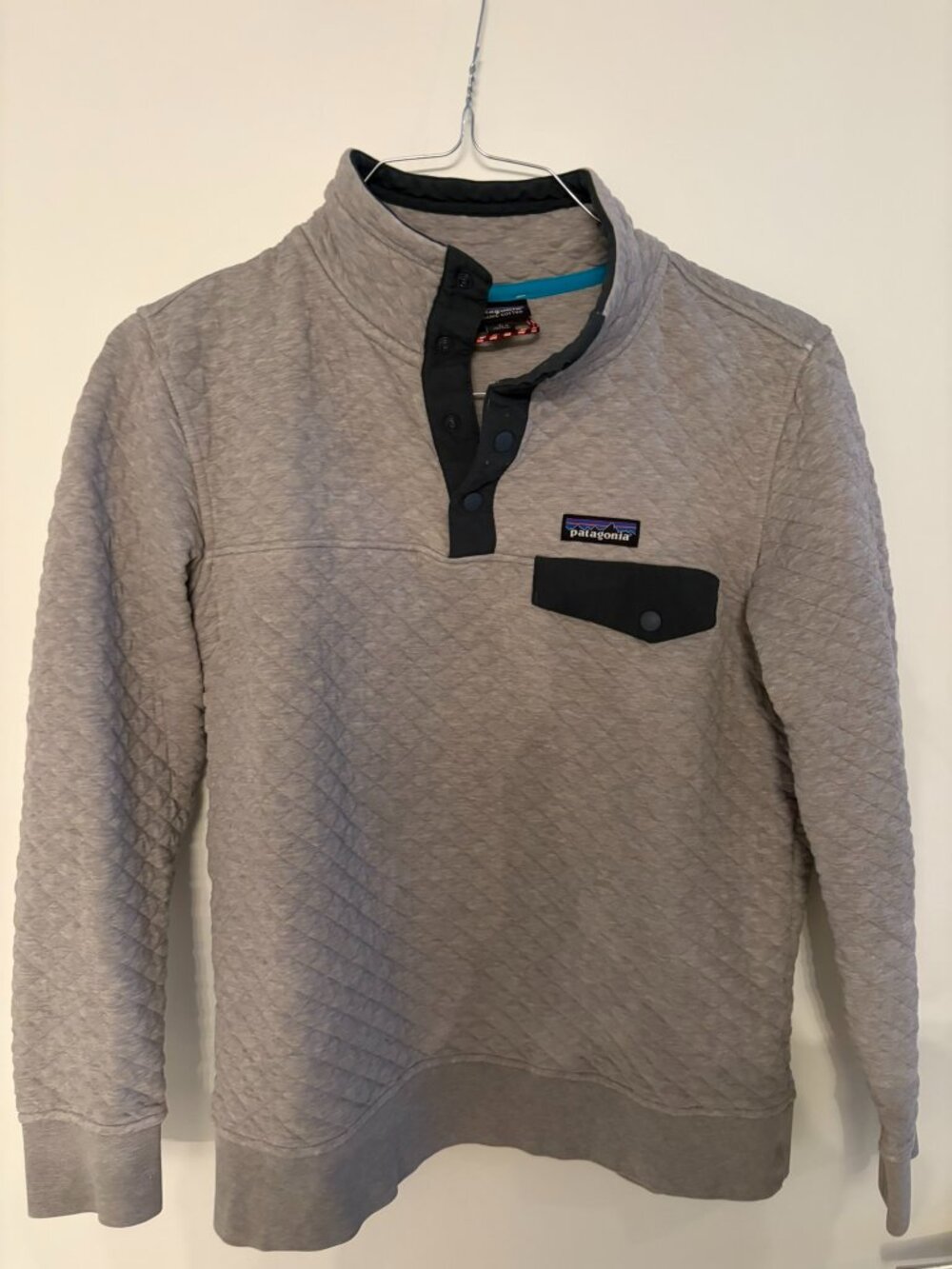 Patagonia Organic Cotton Quilt Snap T Pullover Drifter Gray Womens S Quilted